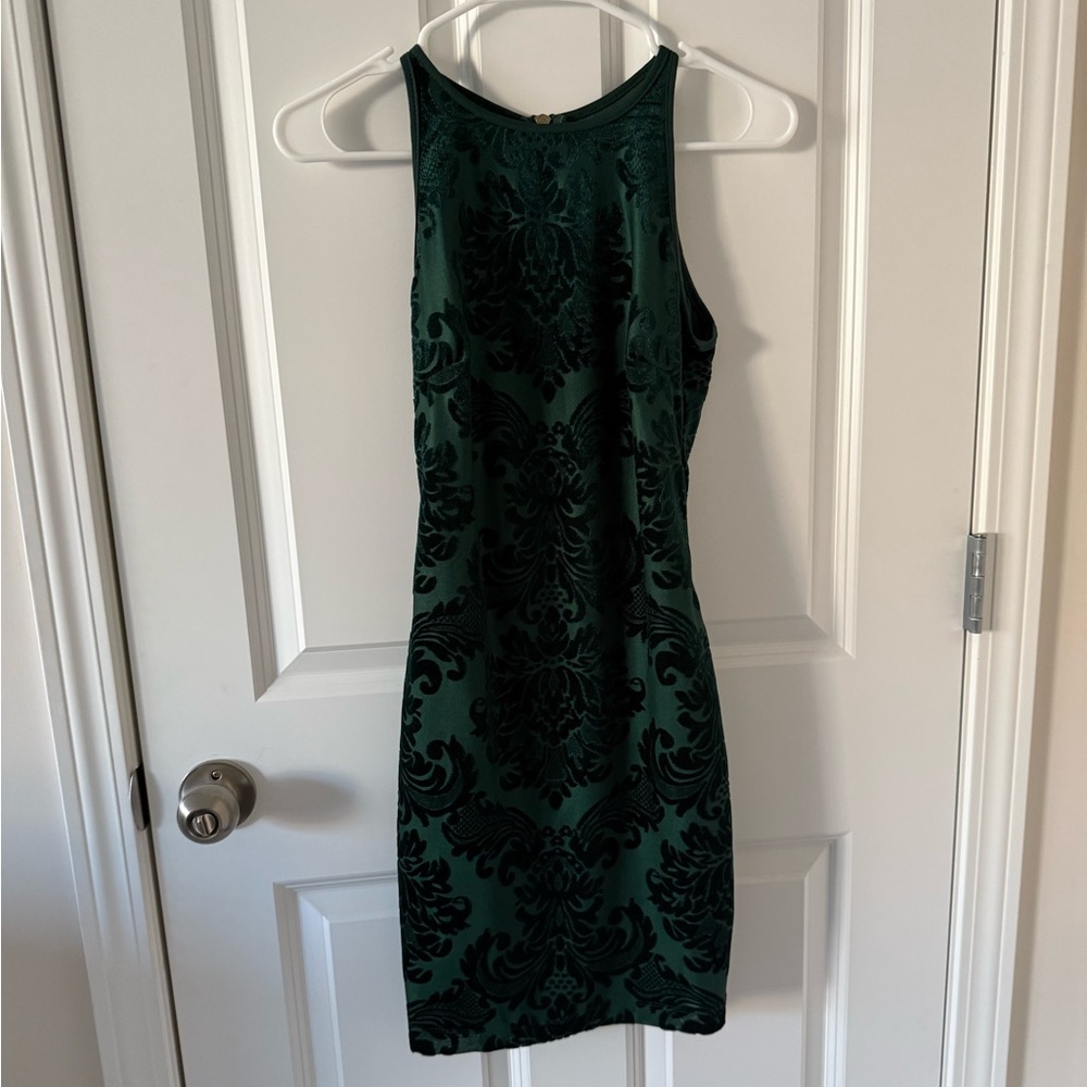 B Darlin Dark Green and Black Mini Dress